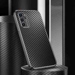 For Huawei P40 Metal Frame Carbon Fiber Phone Case(Black)