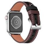 Color Matching Leather Watch Band For Apple Watch Series 8&7 41mm / SE 2&6&SE&5&4 40mm / 3&2&1 38mm(Brown Black)