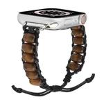 Wooden Bead Watch Band For Apple Watch Ultra 49mm / Series 8&7 45mm / SE 2&6&SE&5&4 44mm / 3&2&1 42mm(Dark Brown)