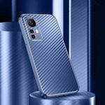For Xiaomi 12 / 12X Metal Frame Carbon Fiber Phone Case(Blue)