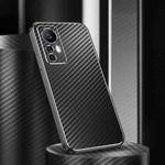 For Xiaomi 12 Pro Metal Frame Carbon Fiber Phone Case(Black)