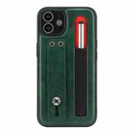 Leather Belt Shockproof Protective Phone Case with Touch Screen Pen & Holder For iPhone 11(Green)