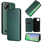 For Blackview A55 Carbon Fiber Texture Horizontal Flip PU Phone Case(Green)