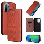 For Ulefone Note 13P Carbon Fiber Texture Horizontal Flip PU Phone Case(Brown)