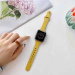 Flat Texture Leather Watch Band For Apple Watch Ultra 49mm / Series 8&7 45mm / SE 2&6&SE&5&4 44mm / 3&2&1 42mm(Yellow)