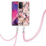 For OPPO A74 5G / A93 5G / A54 5G / A93S 5G Flowers Series TPU Phone Case with Lanyard(Pink Gardenia)