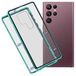 For Samsung Galaxy S22 Ultra 5G HD Magnetic Metal Tempered Glass Phone Case(Green)
