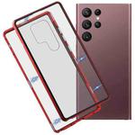 For Samsung Galaxy S22 Ultra 5G HD Magnetic Metal Tempered Glass Phone Case(Red)