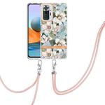 For Xiaomi Redmi Note 10 Pro Max / Note 10 Pro Flowers Series TPU Phone Case with Lanyard(Green Gardenia)