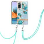 For Xiaomi Redmi Note 10 Pro Max / Note 10 Pro Flowers Series TPU Phone Case with Lanyard(Blue Rose)