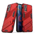 For Xiaomi Redmi Note 11 / Note 11S Global Punk Armor 2 in 1 PC + TPU Shockproof Phone Case with Invisible Holder(Red)