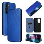 For Motorola Edge X30 Carbon Fiber Texture Horizontal Flip PU Phone Case(Blue)