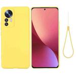 For Xiaomi 12 Pro Pure Color Liquid Silicone Phone Case(Yellow)