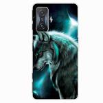 For Xiaomi Redmi K50 Gaming Painted Transparent Shockproof TPU Phone Case(Moonlight Wolf)