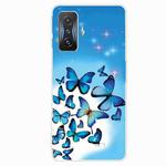 For Xiaomi Redmi K50 Gaming Painted Transparent Shockproof TPU Phone Case(Blue Butterfly)