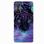 For Xiaomi Redmi K50 Gaming Painted Transparent Shockproof TPU Phone Case(Purple Tiger)