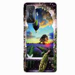 For Xiaomi Redmi K50 Gaming Shockproof Painted Transparent TPU Phone Case(Balloon Peacock)