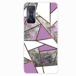 For Xiaomi Redmi K50 Gaming Abstract Marble Pattern TPU Phone Case(Rhombus Gray Purple)