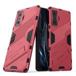 For Xiaomi Redmi K50 Gaming Punk Armor 2 in 1 PC + TPU Shockproof Phone Case with Holder(Rose Red)