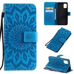 For Galaxy A51 Sun Print Horizontal Flip Protective Case with Holder & Card Slots & Wallet(Blue)
