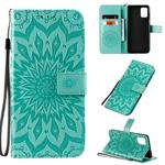 For Galaxy A71 Sun Print Horizontal Flip Protective Case with Holder & Card Slots & Wallet(Green)