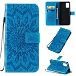 For Galaxy A71 Sun Print Horizontal Flip Protective Case with Holder & Card Slots & Wallet(Blue)