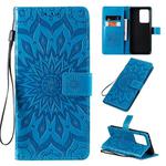For Galaxy S20 Ultra Sun Print Horizontal Flip Protective Case with Holder & Card Slots & Wallet(Blue)