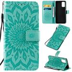 For Galaxy S20+ Sun Print Horizontal Flip Protective Case with Holder & Card Slots & Wallet(Green)