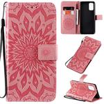 For Galaxy S20+ Sun Print Horizontal Flip Protective Case with Holder & Card Slots & Wallet(Pink)