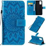 For Galaxy S20+ Sun Print Horizontal Flip Protective Case with Holder & Card Slots & Wallet(Blue)