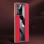 For OPPO Reno6 Racing Car Design Leather Electroplating Process Anti-fingerprint Protective Phone Case(Red)