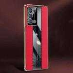 For OPPO Reno6 Pro+ Racing Car Design Leather Electroplating Process Anti-fingerprint Protective Phone Case(Red)