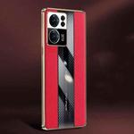 For OPPO Reno7 Racing Car Design Leather Electroplating Process Anti-fingerprint Protective Phone Case(Red)