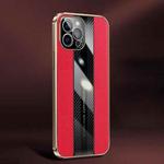 Racing Car Design Leather Electroplating Process Anti-fingerprint Protective Phone Case For iPhone 12 Pro(Red)