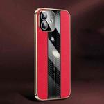 Racing Car Design Leather Electroplating Process Anti-fingerprint Protective Phone Case For iPhone 12(Red)
