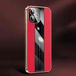 Racing Car Design Leather Electroplating Process Anti-fingerprint Protective Phone Case For iPhone 11(Red)