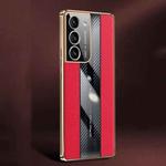 For Samsung Galaxy S21 5G Racing Car Design Leather Electroplating Process Anti-fingerprint Protective Phone Case(Red)