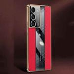 For Samsung Galaxy S21+ 5G Racing Car Design Leather Electroplating Process Anti-fingerprint Protective Phone Case(Red)