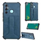 For Infinix Hot 11 Dream Holder Card Bag Shockproof Phone Case(Blue)