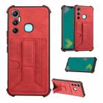 For Infinix Hot 11 Dream Holder Card Bag Shockproof Phone Case(Red)