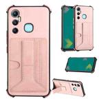 For Infinix Hot 11 Dream Holder Card Bag Shockproof Phone Case(Rose Gold)