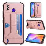 For Tecno Spark Go 2020 / Spark 6 Go Dream Holder Card Bag Shockproof Phone Case(Rose Gold)