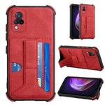 For vivo V21 Dream Holder Card Bag Shockproof Phone Case(Red)