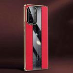 For Xiaomi K40 / K40 Pro / K40 Pro+ Racing Car Design Leather Electroplating Process Anti-fingerprint Protective Phone Case(Red)
