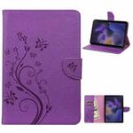 For Samsung Galaxy Tab A8 10.5 2021 X200 / X205 Butterfly Flower Embossing Pattern Leather Tablet Case(Purple)
