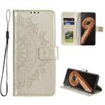For OPPO Realme 9i Totem Flower Embossed Leather Phone Case(Gold)