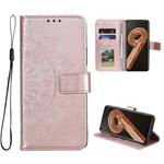 For OPPO Realme 9i Totem Flower Embossed Leather Phone Case(Rose Gold)