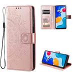 For Xiaomi Redmi Note 11S Totem Flower Embossed Leather Phone Case(Rose Gold)