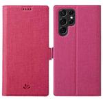 For Samsung Galaxy S22 Ultra 5G ViLi K Series Magnetic Buckle Leather Phone Case(Rose Red)