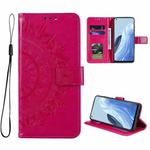 For OPPO Reno7 5G International Version / Find X5 Lite Totem Flower Embossed Leather Phone Case(Red)